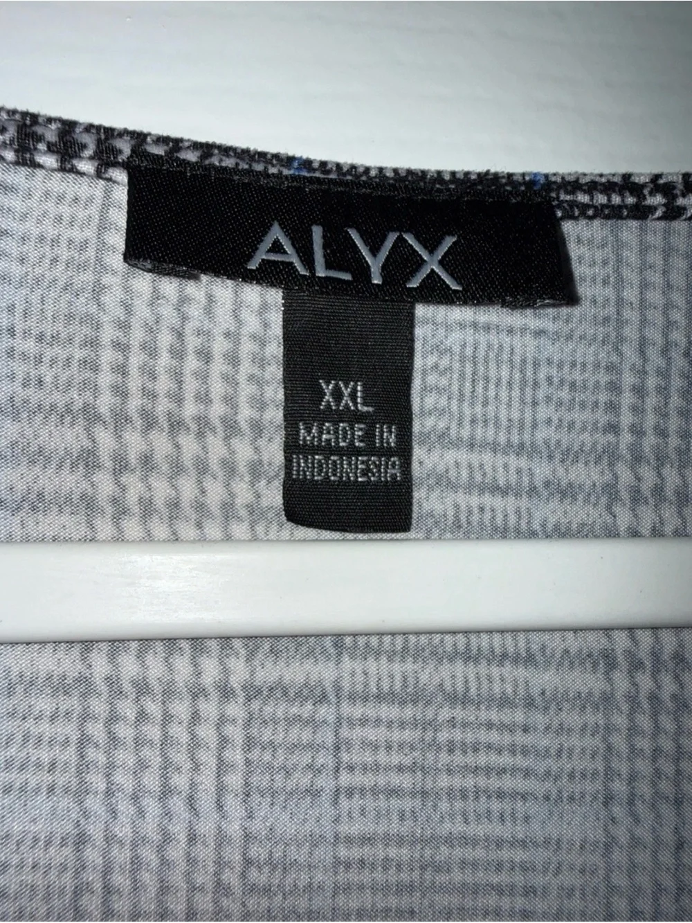 ALYX Women's XXL 3/4 Sleeve Top Houndstooth Plaid Black Multi Open Sleeve